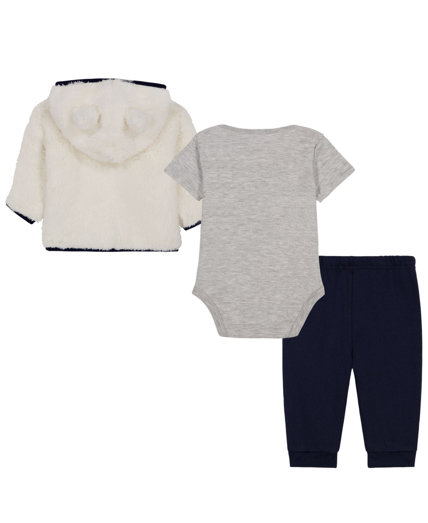 Tommy Hilfiger Baby Boys' Sherpa Hooded Hoodie, Logo T-Shirt and Pants, 3-Piece Set, цвет: Ванильный / Тёмно-синий — фото 2