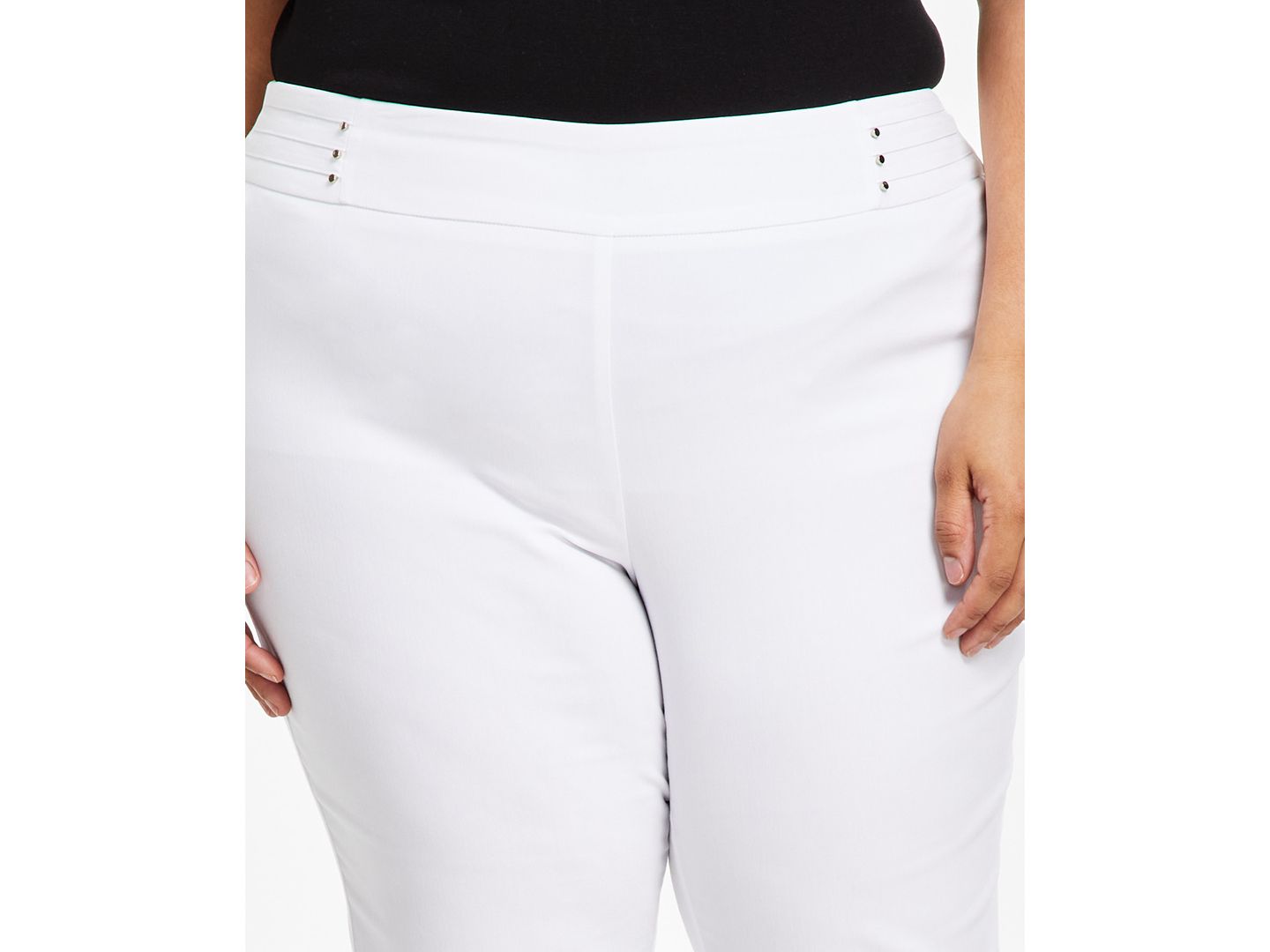 Женские брюки JM Collection Plus Size Tummy Control Pull-On Capri, цвет: Яркий белый — фото 3