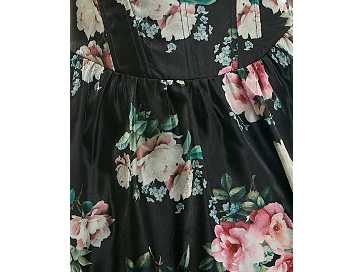 Женское платье SENI & CADE Juniors' Floral Corset-Detailed Midi, цвет: Чёрный / Зелёный — фото 6