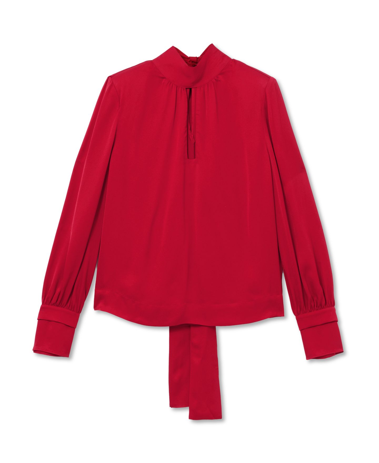 Женская блузка REISS Kenny High-Neck Long-Sleeve Keyhole, цвет: Красный — фото 5
