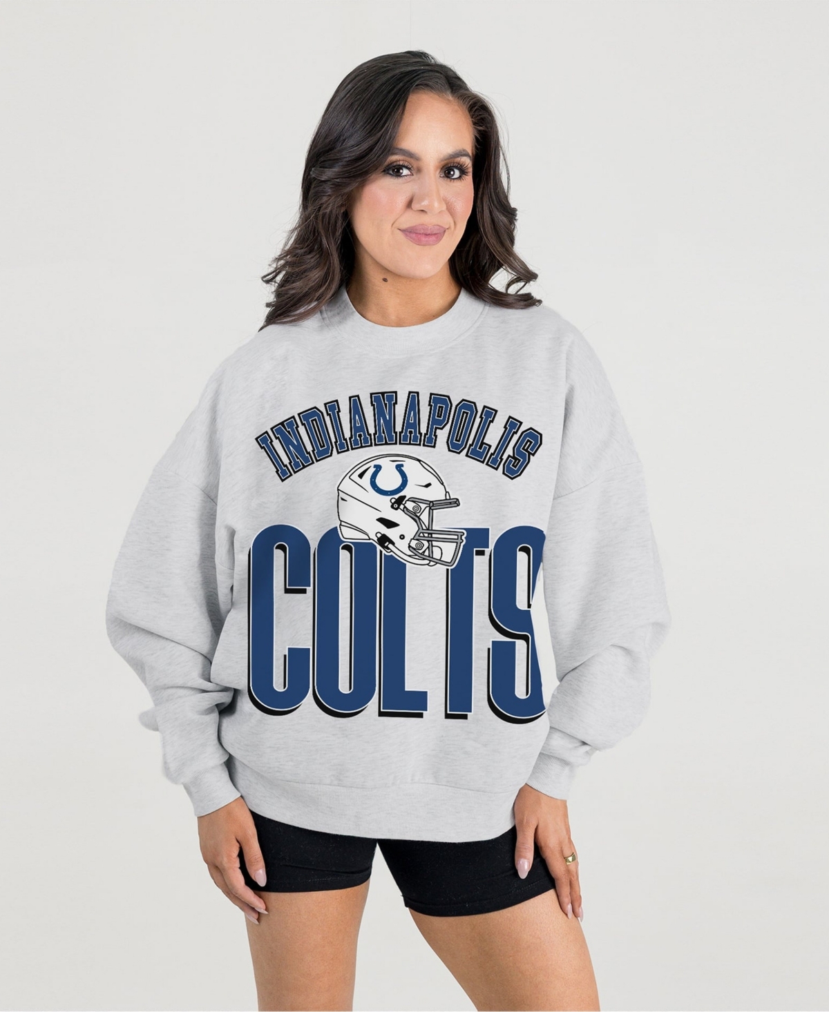 Gameday Couture Women's Ash Indianapolis Colts Fierce Focus Premium Oversized Fleece Pullover Sweatshirt - Ash