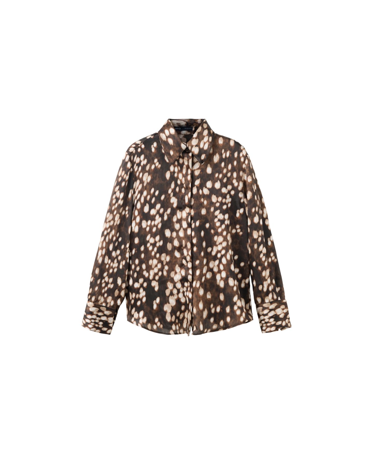 Женская блузка Mango Long-Sleeve Button-Down, цвет: Коричневый — фото 1