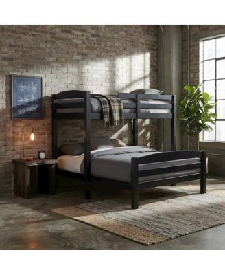 Pine Wood Twin over Full Bunk Bed with Built-In Ladder for Kids