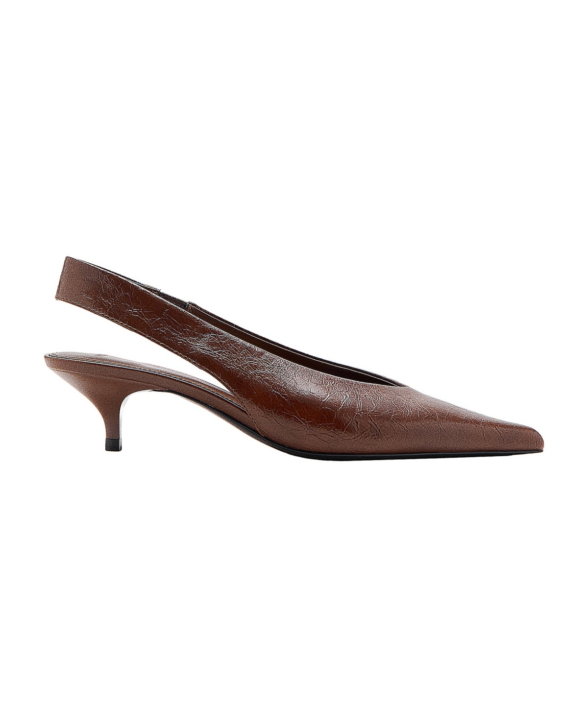 Mango Women's Faux Leather Pointed-Toe Kitten-Heel Slingback Pumps - Cognac