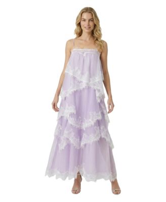 Women's Layered Lace Tie-Back Maxi Dress