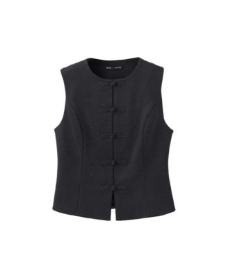 Women's Crewneck Braided Frog Closure Vest