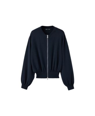 Women's Crewneck Full-Zip Ribbed Cardigan