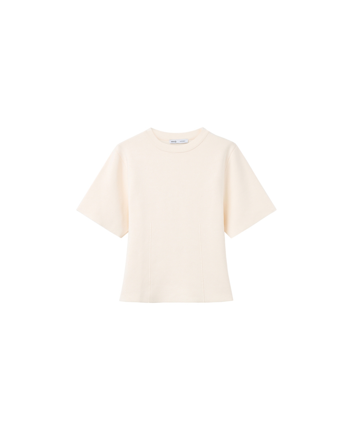 Mango Women's Fine-Knit Lightweight Crewneck Short-Sleeve Sweater - Ecru