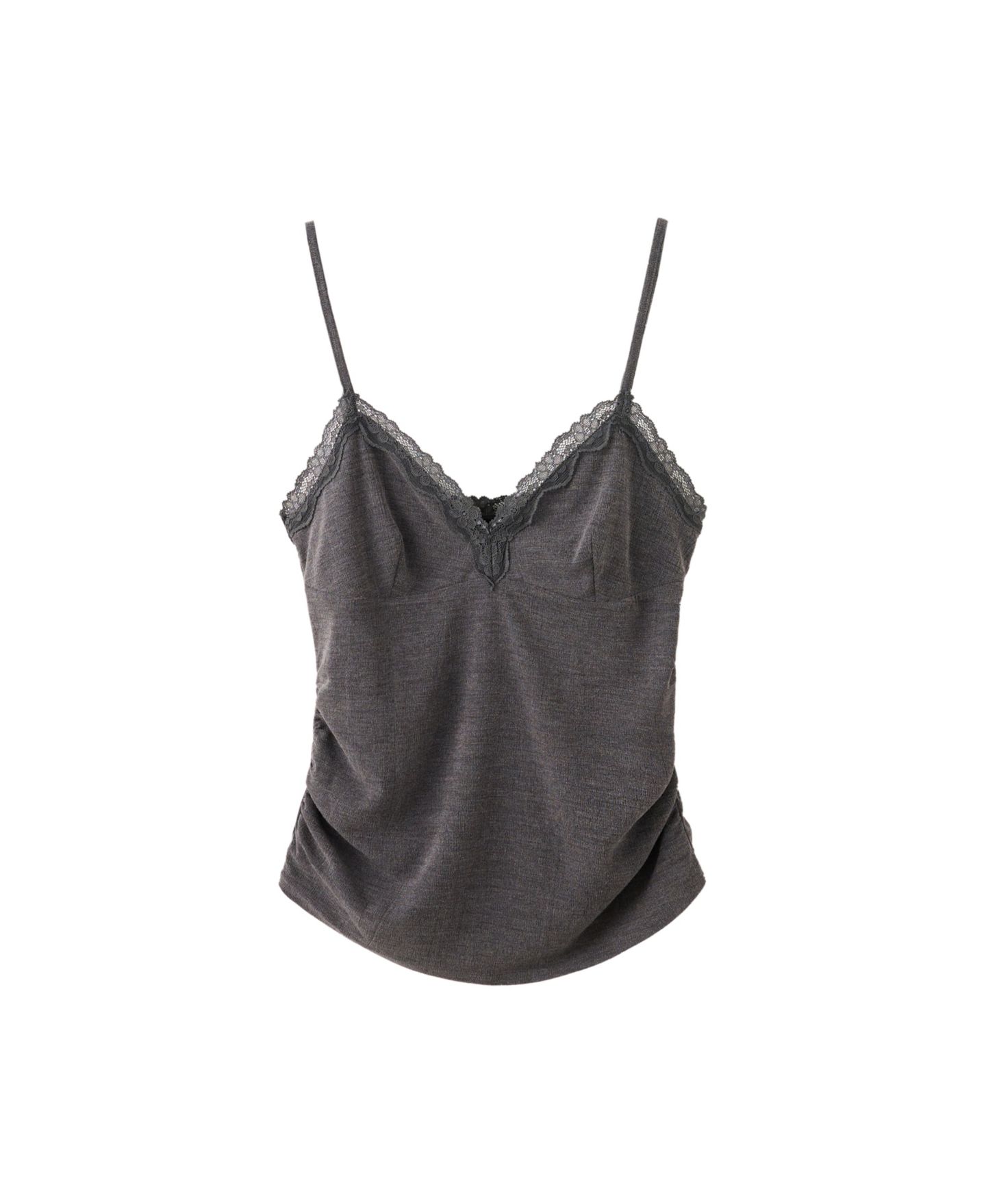 Женский топ Mango V-Neck Lace Sleeveless, цвет: Серый — фото 1