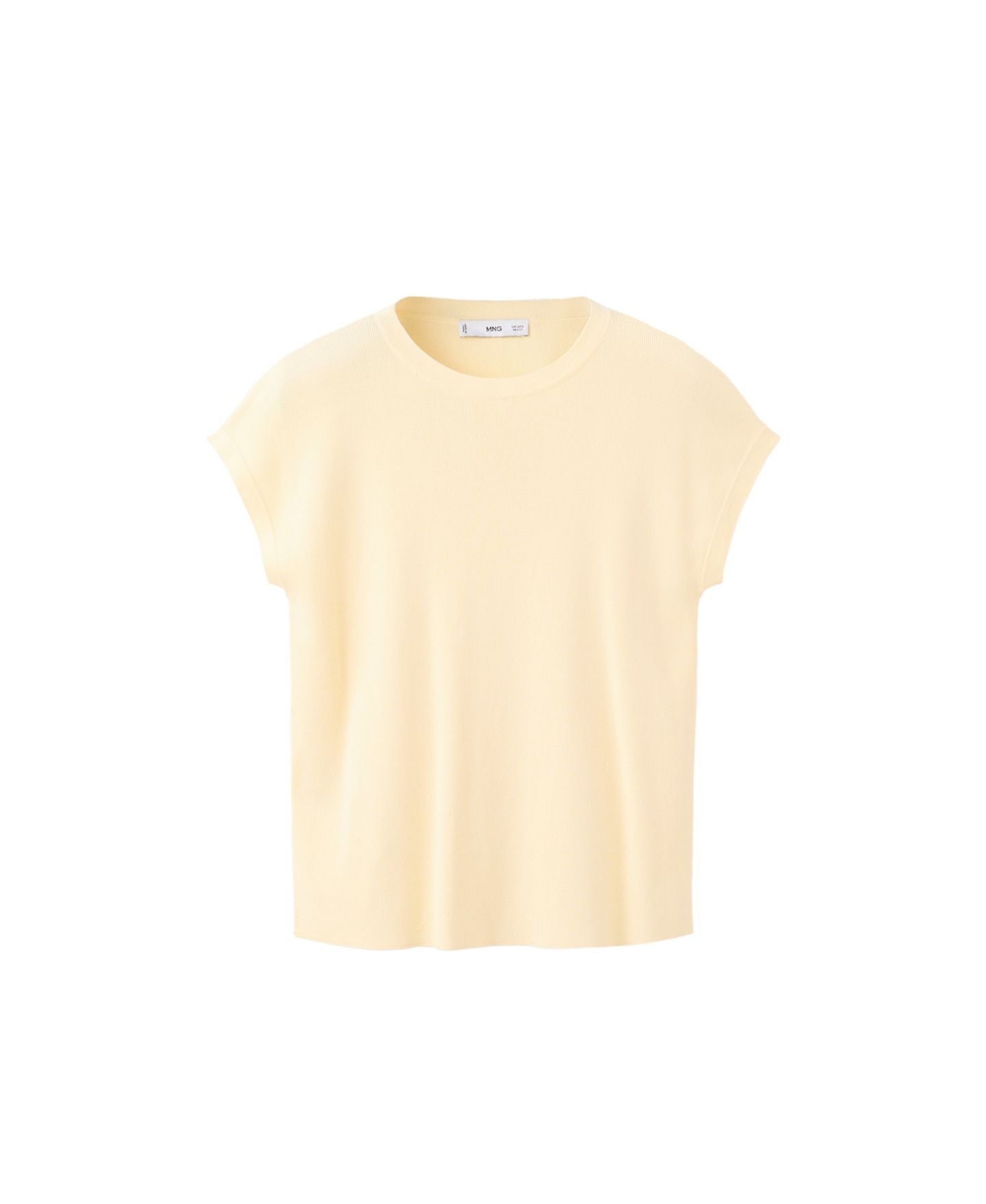 Женская футболка Mango New Now Crewneck Fine Knit, цвет: Пастельный жёлтый — фото 1