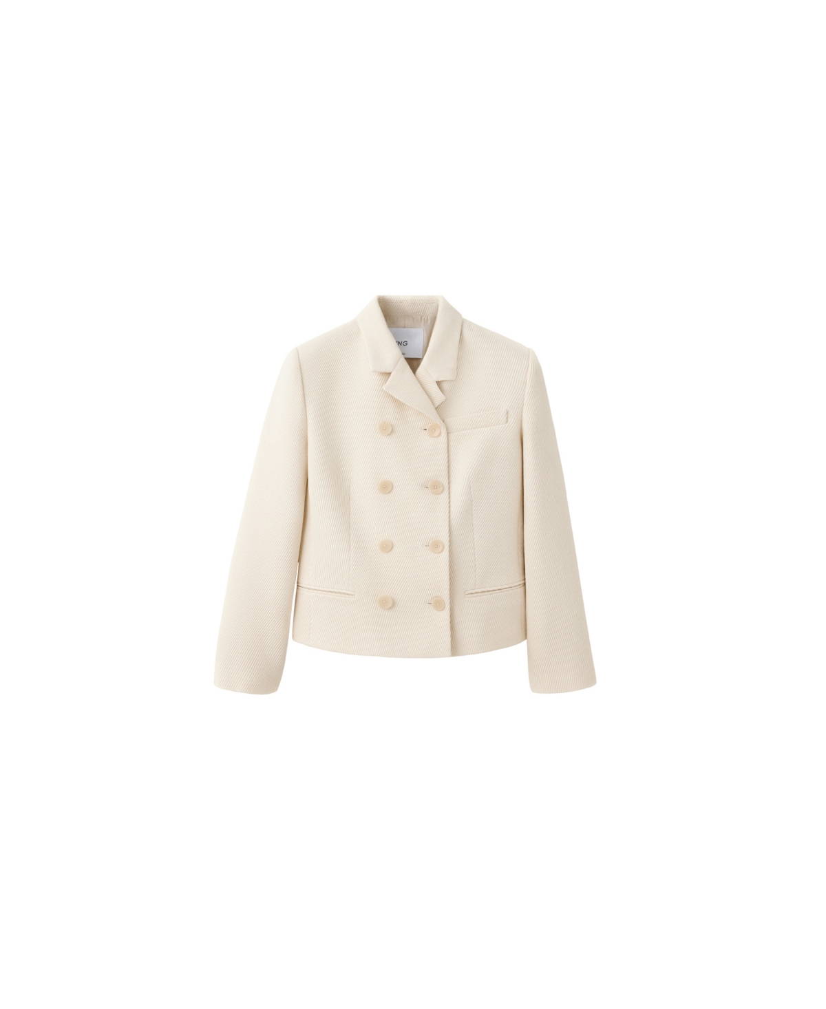 Mango Women's Americana Mia Double-Breasted Cropped Striped Cotton-Blend Jacket - Ecru