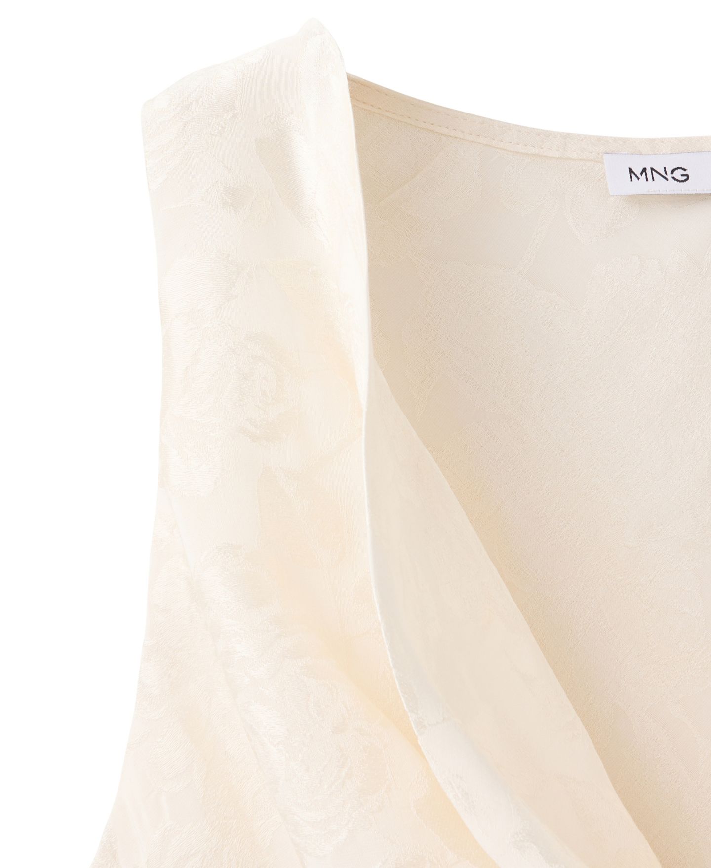 Женский топ Mango Asymmetrical Devore Cowl Neck Asymmetric Hem, цвет: Экрю — фото 6