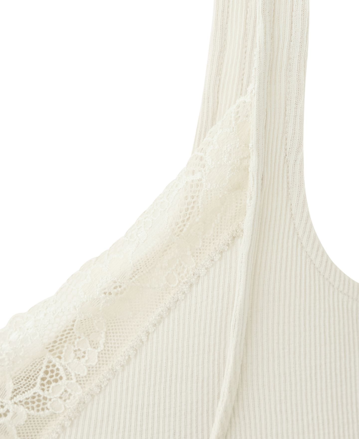 Женский топ Mango Lace Ribbed V-Neck, цвет: Бежевый — фото 6