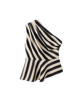 Women's One Shoulder Striped Sleeveless Top