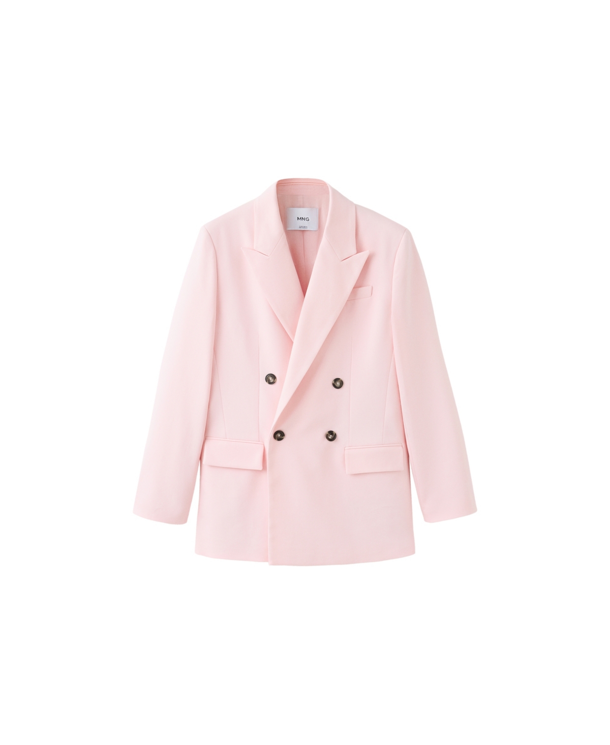 Mango Women's Double-Breasted V-Neck Cotton-Blend Blazer - Pastel Pink