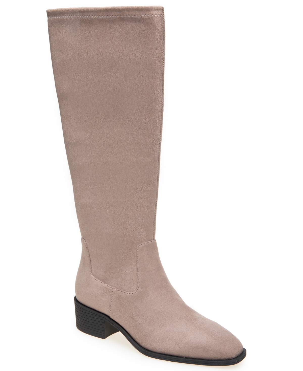 Kenneth Cole Reaction Women's Bianca Square Toe Block Heel Knee High Boots - Greige Micro