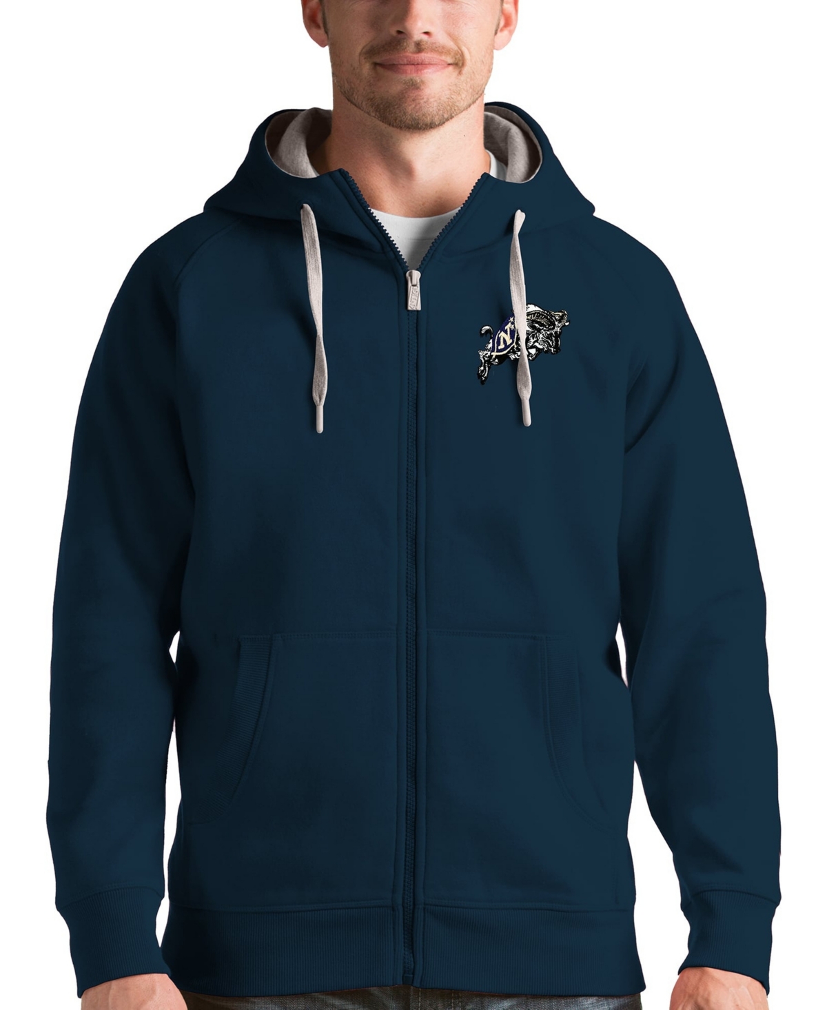 Antigua Men's Navy Navy Midshipmen Victory Full-Zip Hoodie - Navy