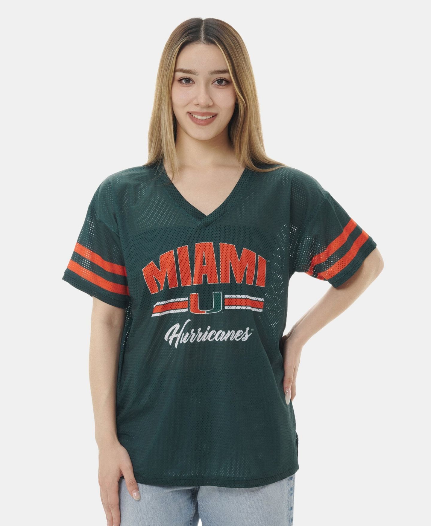 Женская футболка ZooZatz Green Miami Hurricanes Mesh Jersey Kickoff — фото 1