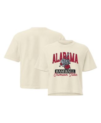Women's Cream Alabama Crimson Tide Comfort Colors Baseball Mascot Cropped T-Shirt