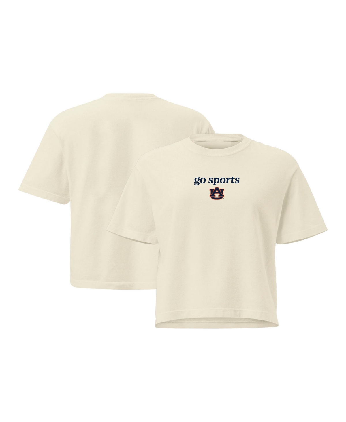 Image One Women's Comfort Colors Cream Auburn Tigers Go Sports Cropped T-Shirt - Cream