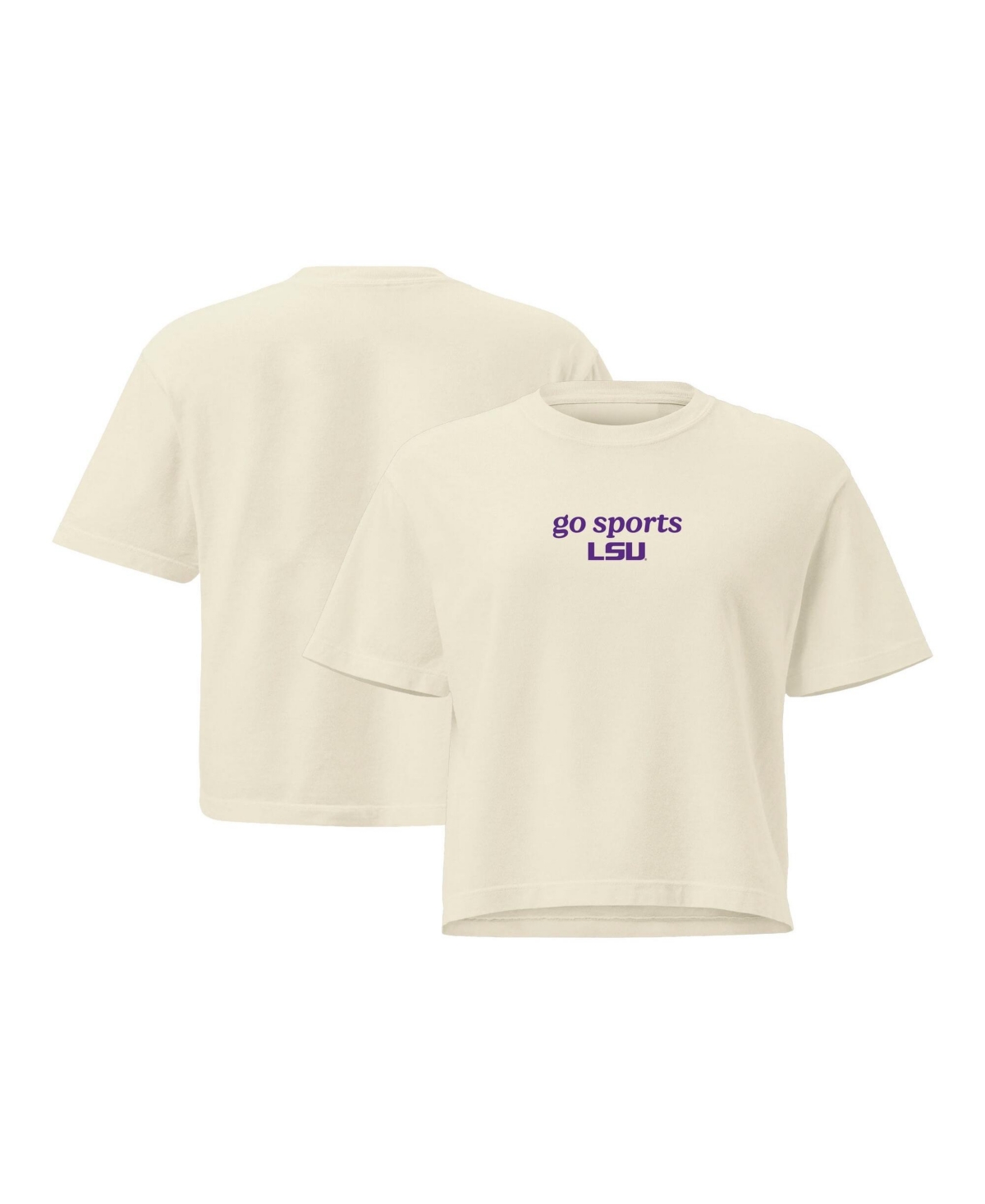 Image One Women's Comfort Colors Cream Lsu Tigers Go Sports Cropped T-Shirt - Cream