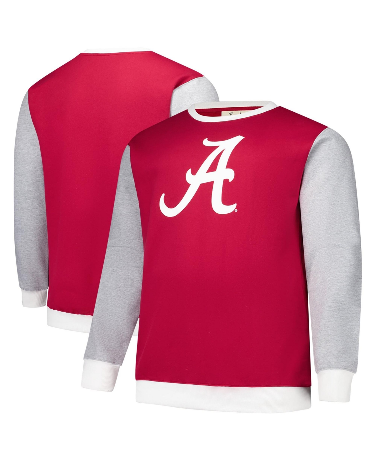 Fanatics Men's Crimson Alabama Crimson Tide Contrast Sleeve Large Chest Big Tall Pullover Sweatshirt - Crimson
