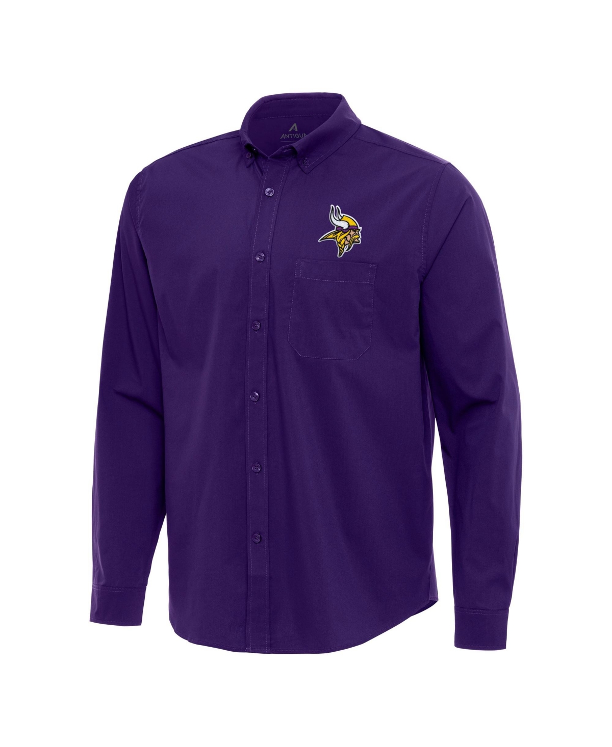 Antigua Men's Purple Minnesota Vikings Flight Woven Tri-Blend Long-Sleeve Button-Down Shirt - Purple