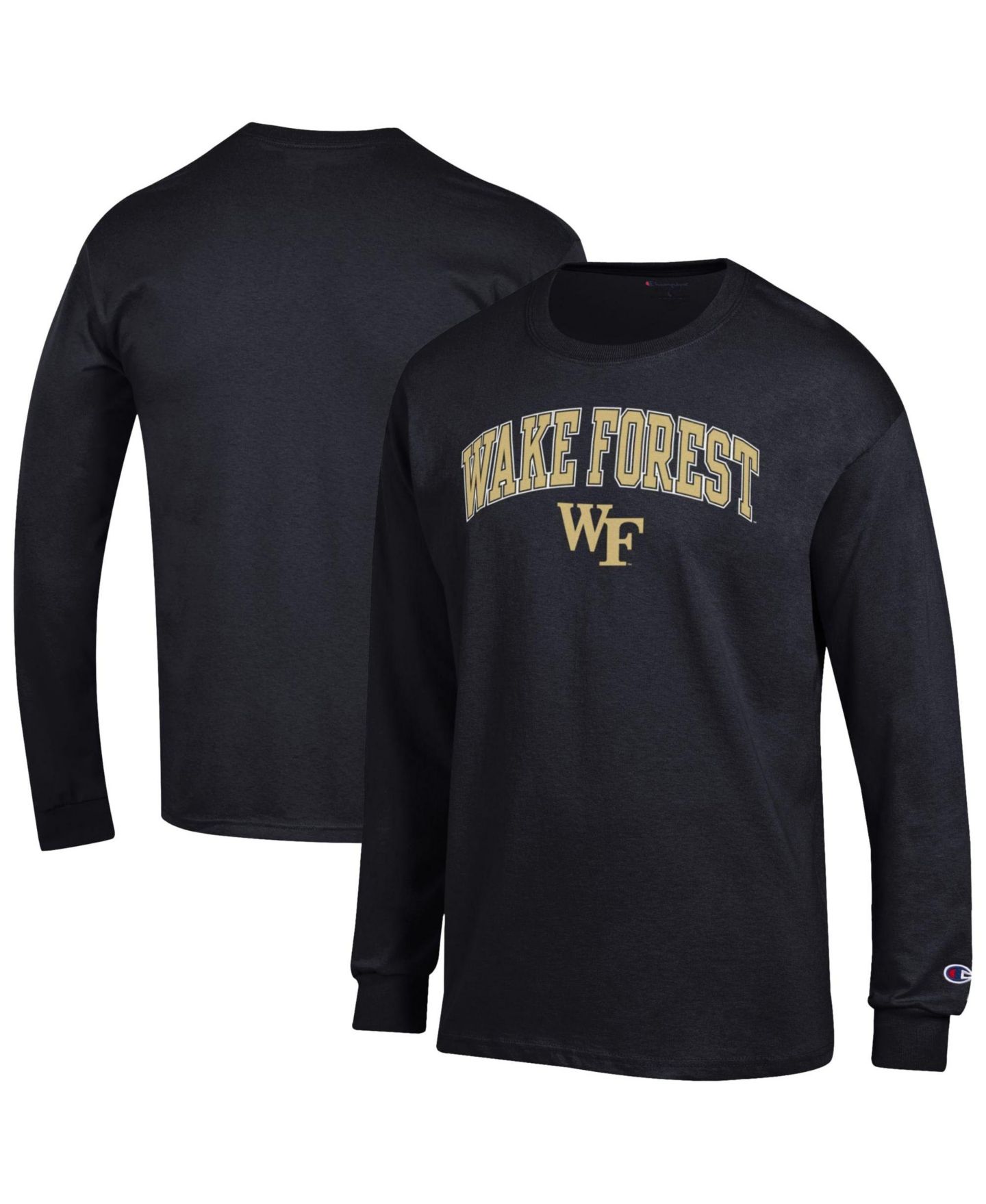Мужская футболка Champion Black Wake Forest Demon Deacons Arch Over Logo Long-Sleeve — фото 1