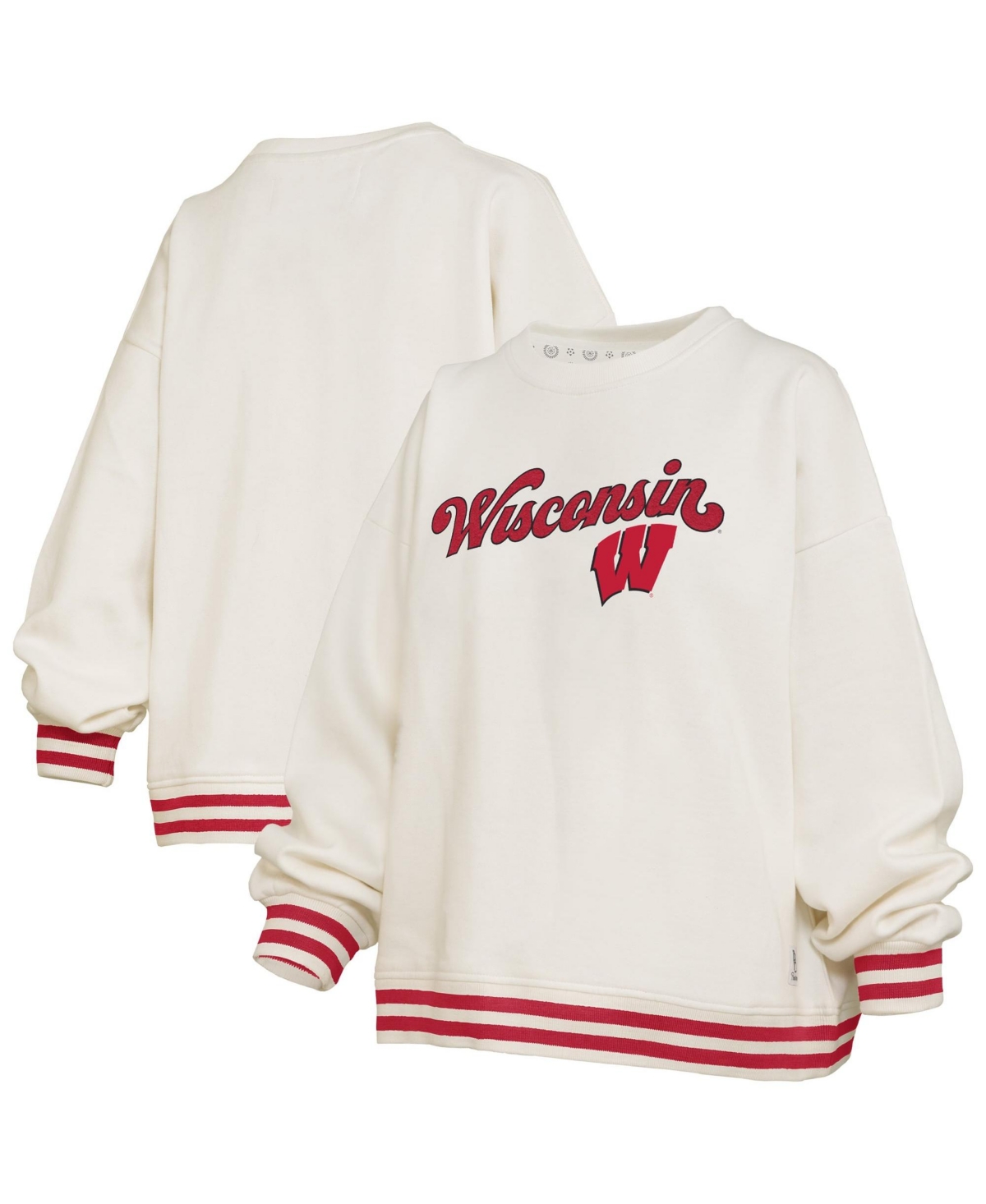 Pressbox Women's Cream Wisconsin Badgers Bonanza Chenille Ribbed Sweatshirt - Cream, Red