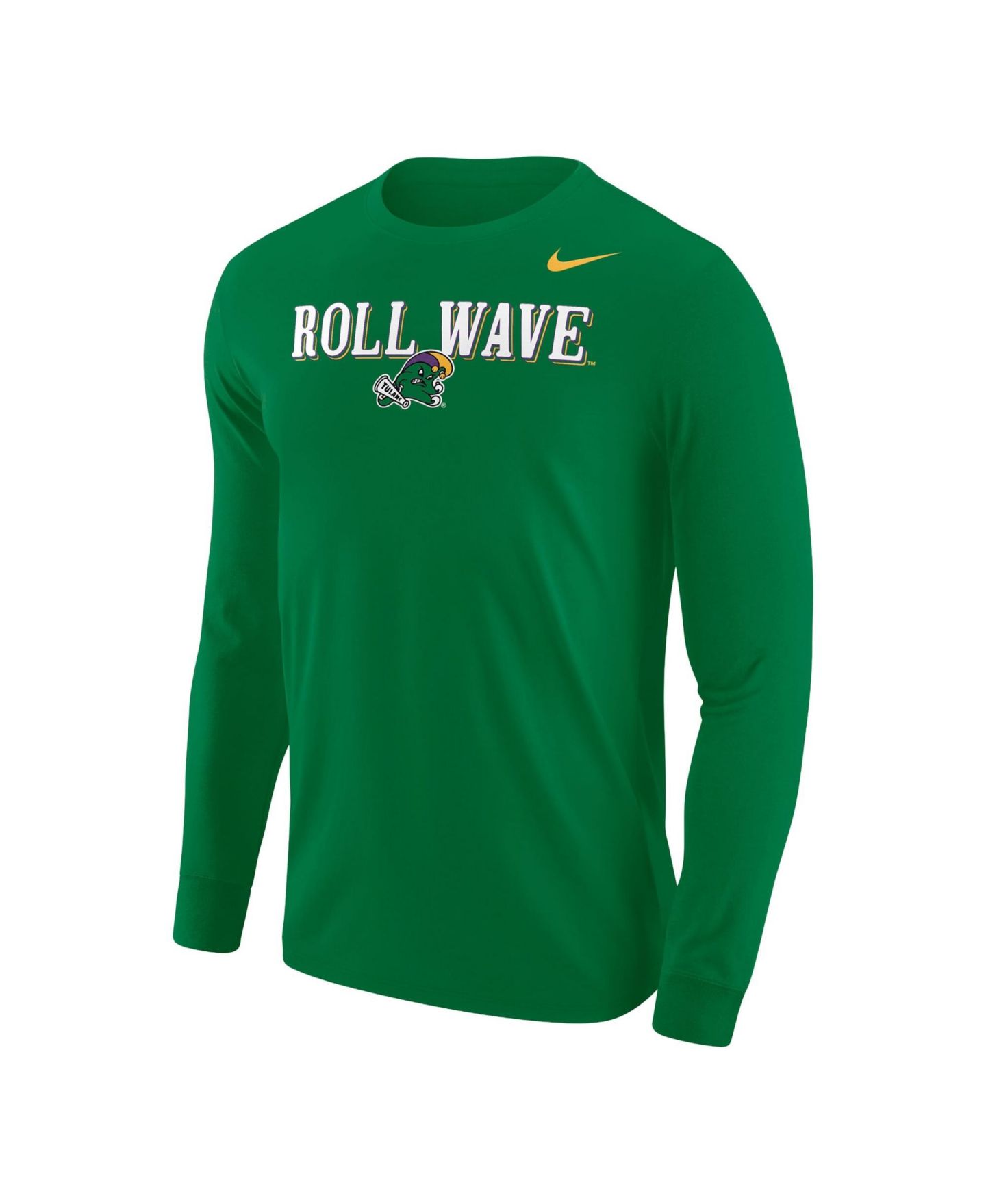 Мужская футболка Nike Green Tulane Green Wave Roll Wave Long-Sleeve — фото 2