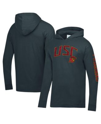 Comfort wash Men's Charcoal USC Trojans Long-Sleeve Hooded T-Shirt