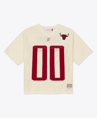 Men's Mitchell Ness Cream Chicago Bulls Hardwood Classics Retro Roots Short-Sleeve Sweater Jersey