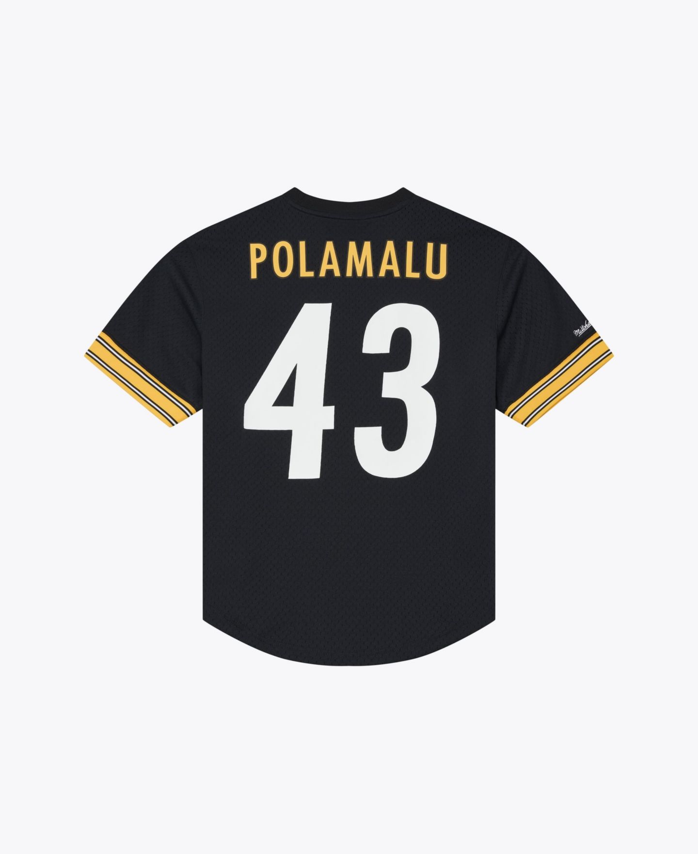 Мужской топ Mitchell & Ness Troy Polamalu Black Pittsburgh Steelers Retired Player Name & Number Mesh — фото 3
