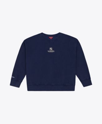 Women's Navy New York Yankees Core Essentials Micro Logo Fleece Sweatshirt