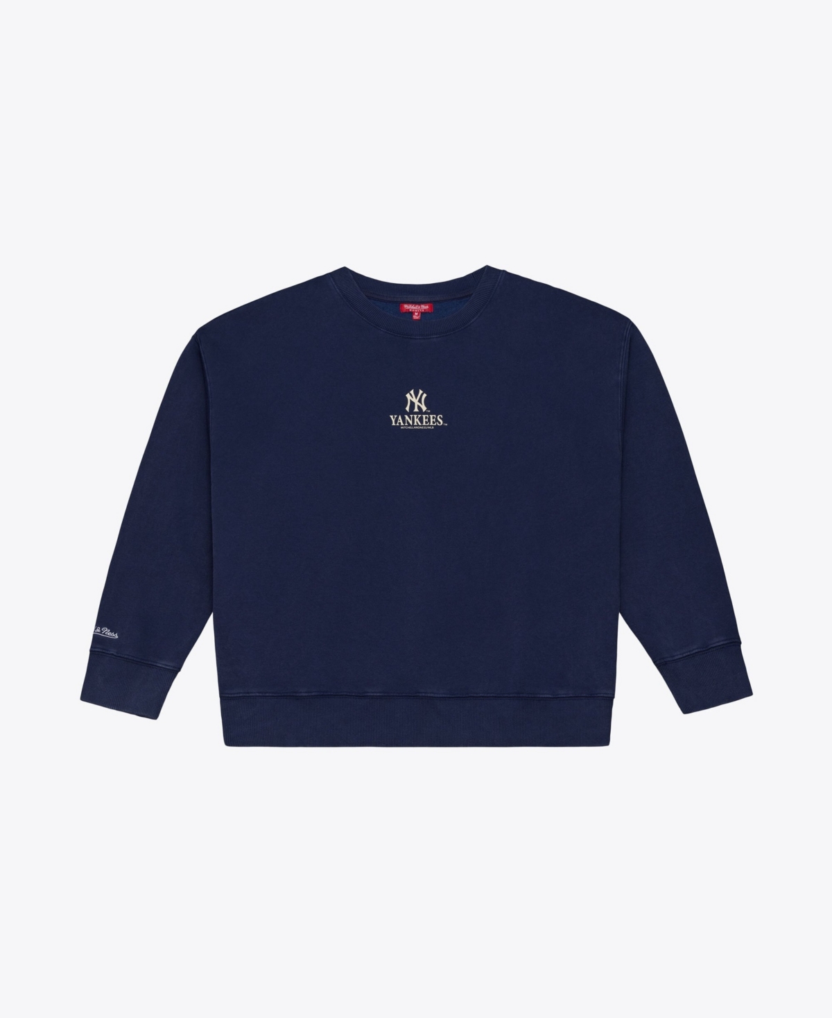 Mitchell & Ness Women's Navy New York Yankees Core Essentials Micro Logo Fleece Sweatshirt - Navy