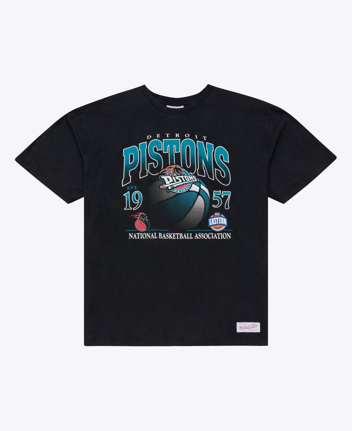 Мужская футболка Mitchell & Ness Black Detroit Pistons Core Graphic — фото 1