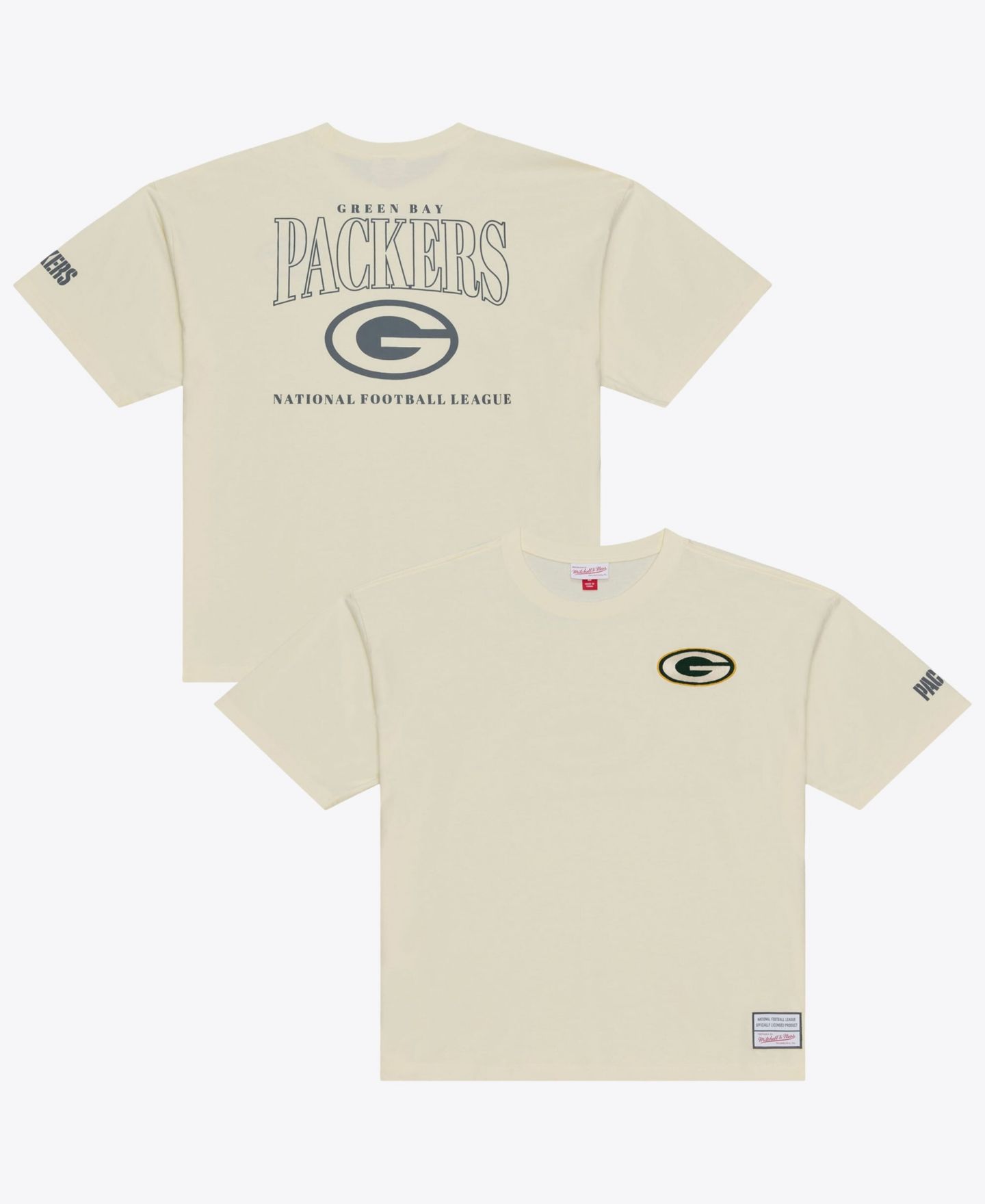 Мужская футболка Mitchell & Ness Mitchell Ness Cream Green Bay Packers Oversized Heritage Hues — фото 1