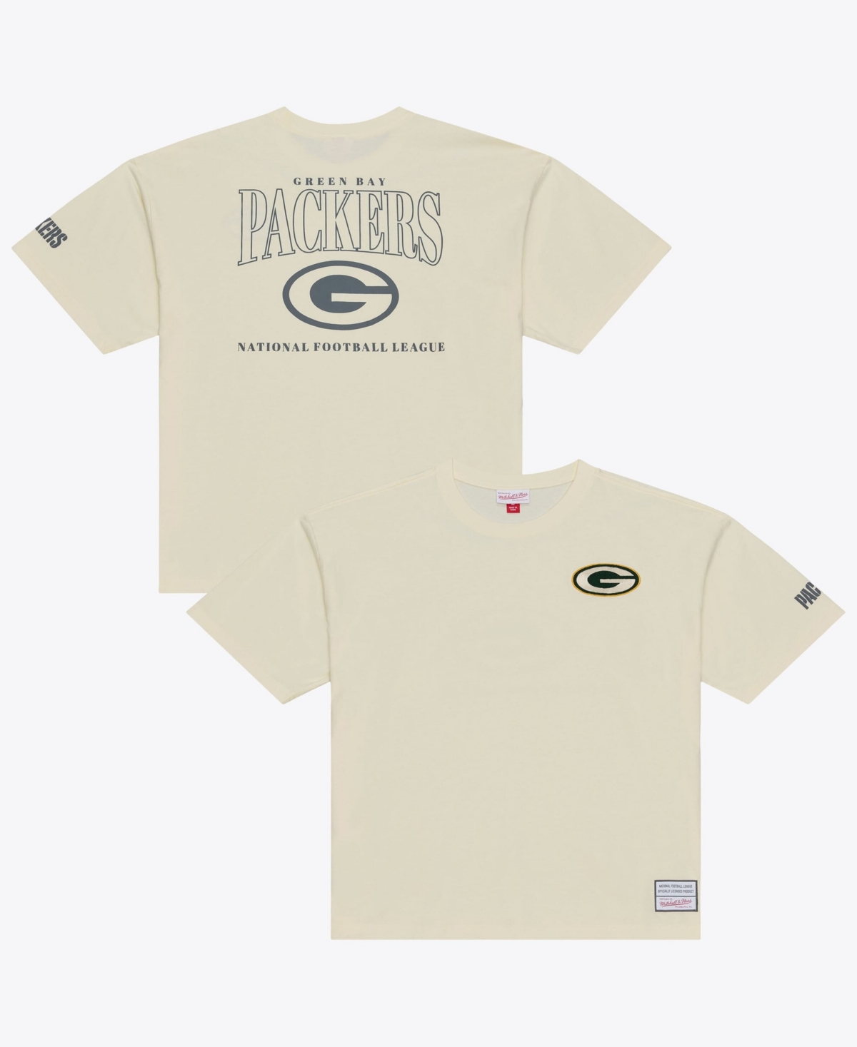 Mitchell & Ness Men's Mitchell Ness Cream Green Bay Packers Oversized Heritage Hues T-Shirt - Cream