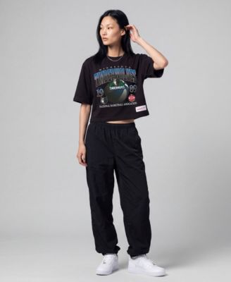 Women's Mitchell Ness Black Minnesota Timberwolves Street Graphic Boxy Crop T-Shirt