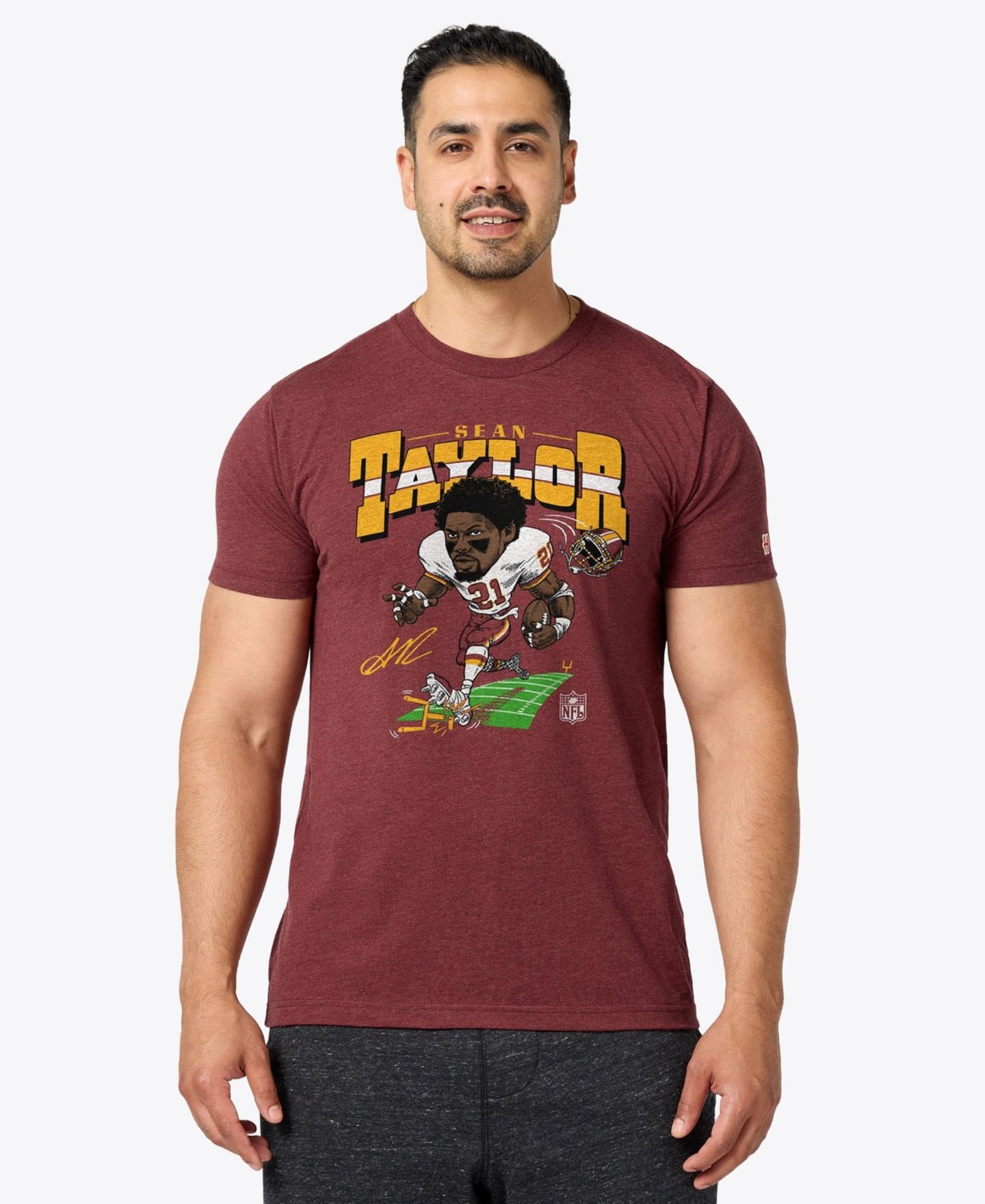 Футболка Homage Sean Taylor Burgundy Washington Commanders Caricature Player Graphic Tri-Blend — фото 1