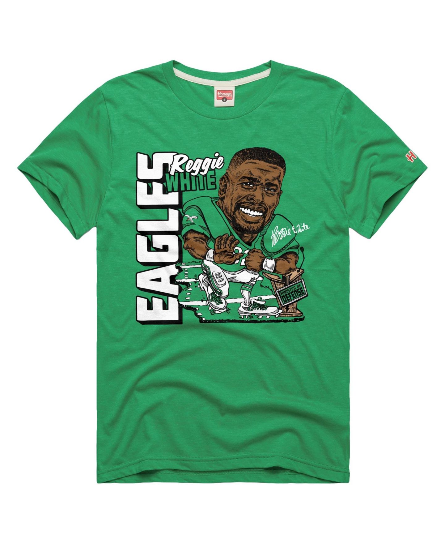 Футболка Homage Reggie White Kelly Green Philadelphia Eagles Caricature Player Graphic Tri-Blend — фото 2
