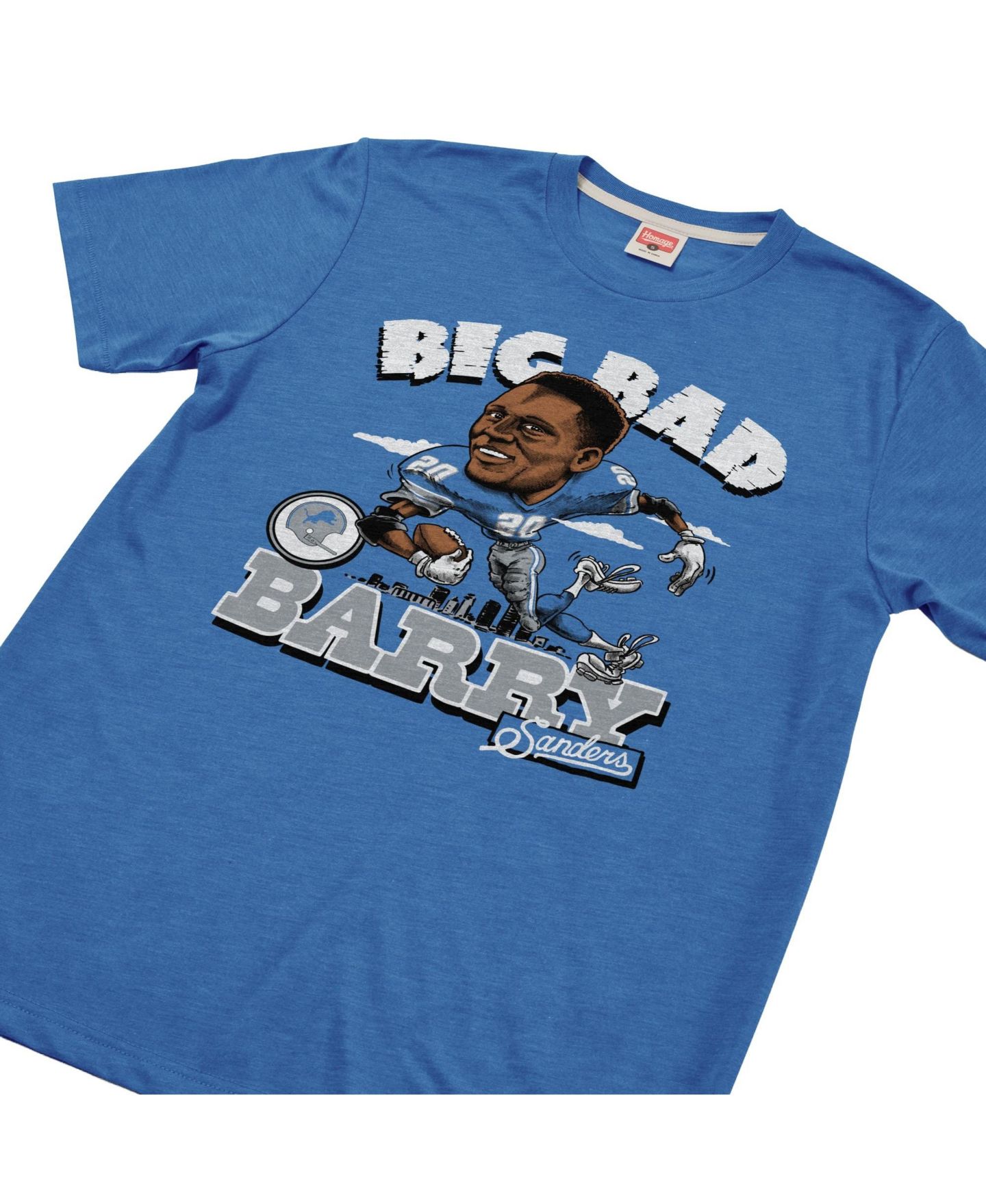 Футболка Homage Barry Sanders Royal Detroit Lions Caricature Player Graphic Tri-Blend — фото 3