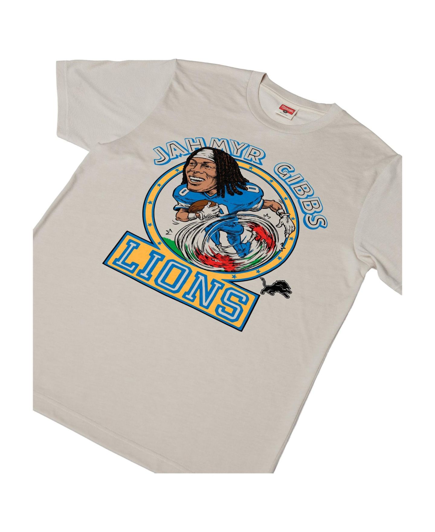 Футболка Homage Jahmyr Gibbs Stone Detroit Lions Caricature Player Graphic Tri-Blend — фото 3