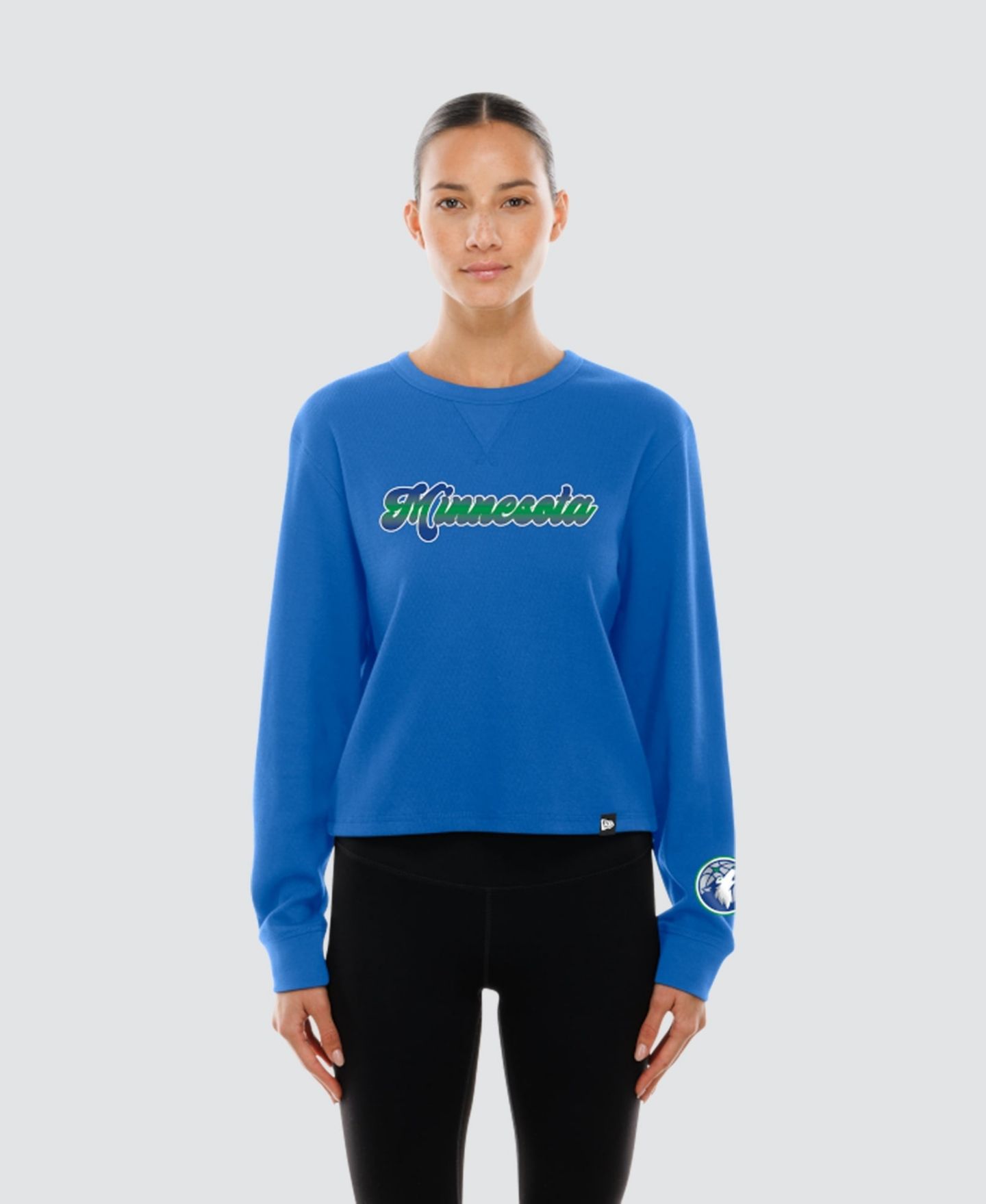Женская футболка New Era Blue Minnesota Timberwolves Micro Thermal Long-Sleeve — фото 1