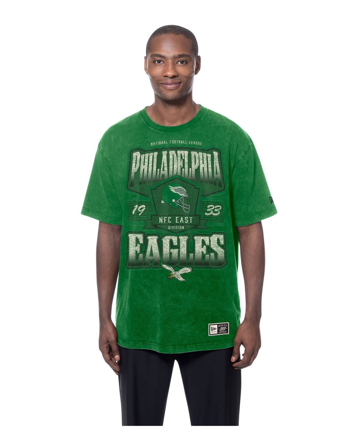 New Era Men's Kelly Green Philadelphia Eagles Throwback Mineral Wash T-Shirt - Kelly Green