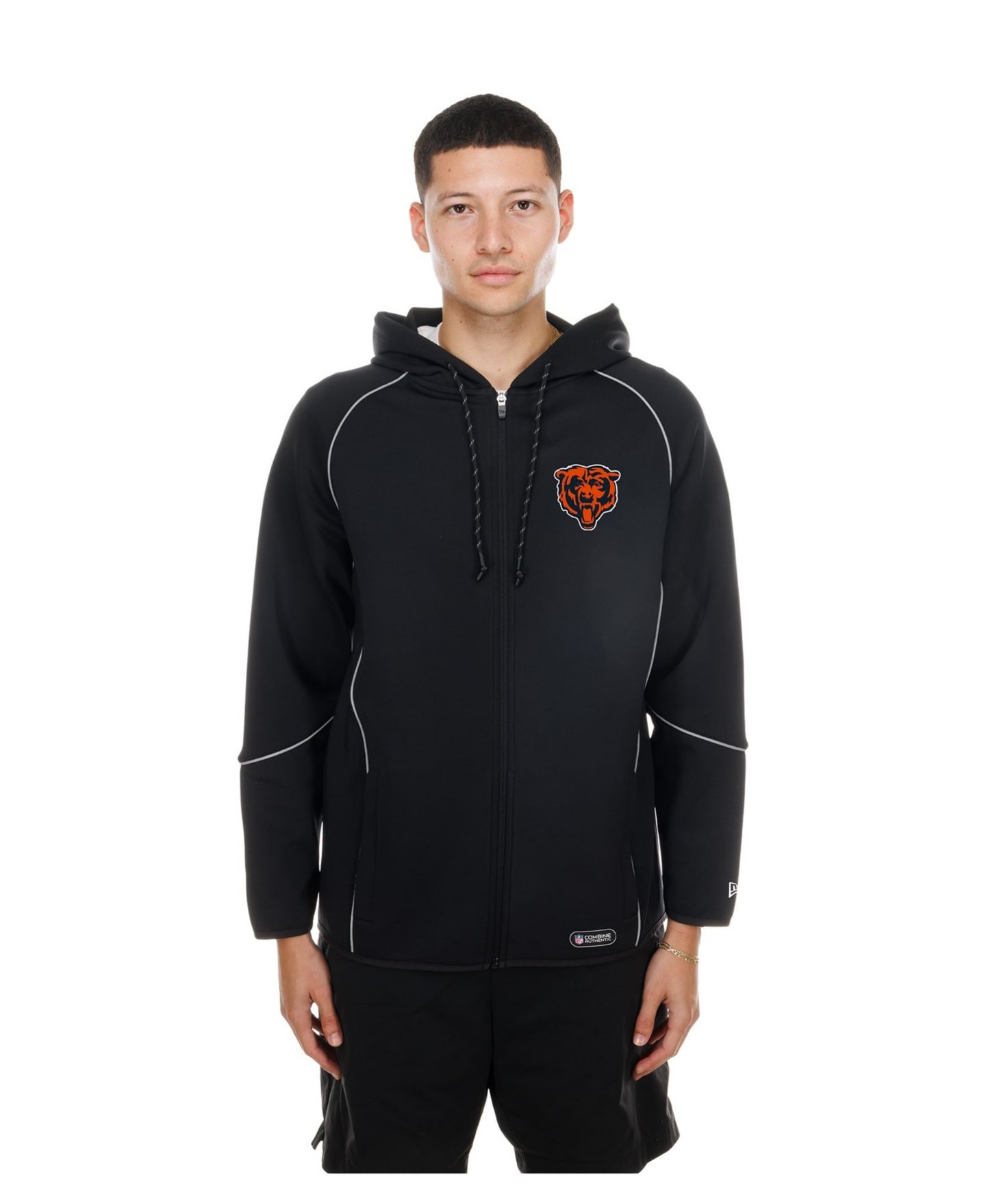 Мужское худи New Era Black Chicago Bears Combine Authentic Raglan Full-Zip — фото 1