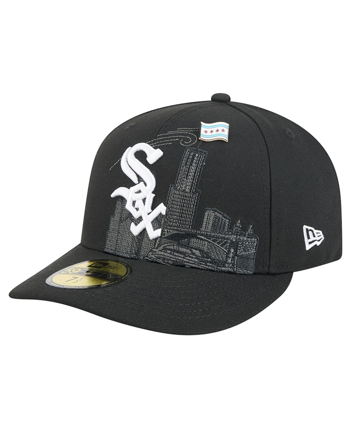 New Era Men's Black Chicago White Sox City Icon Pin 59FIFTY Fitted Hat - Black