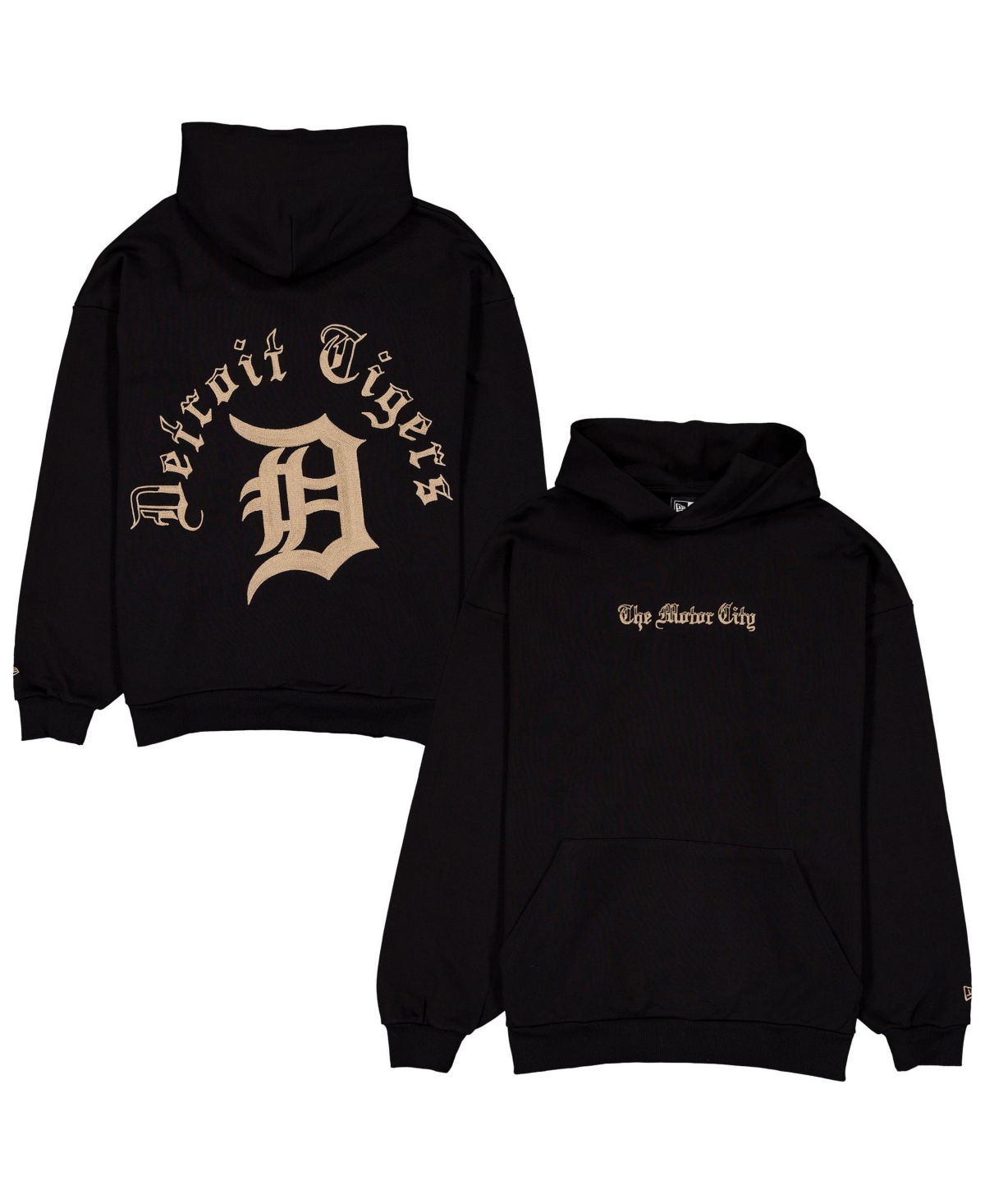 New Era Men's Black Detroit Tigers Heritage Gothic Lettering Pullover Hoodie - Black