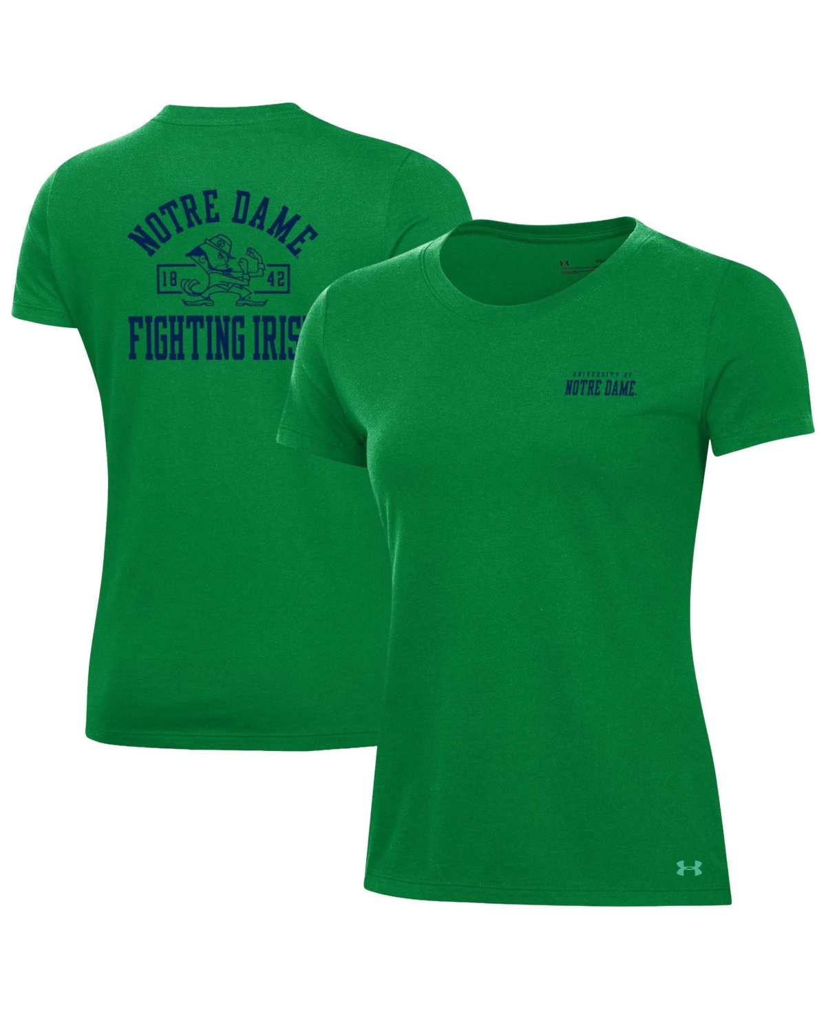 Under Armour Women's Green Notre Dame Fighting Irish Performance Cotton T-Shirt - Green