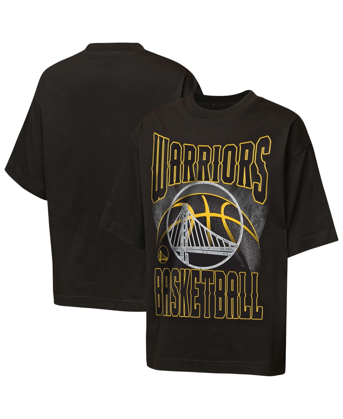 Outerstuff Big Boys' and Girls' Black Golden State Warriors Ballin Rockers Oversized Fashion T-Shirt - Black